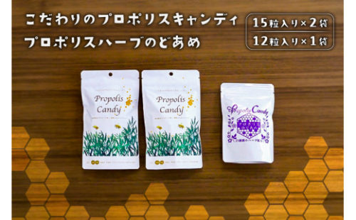 こだわりのプロポリスキャンディ×2袋とプロポリスハーブのどあめ 【 栃木県 那須塩原市 】 ns053-001 2325290 - 栃木県那須塩原市