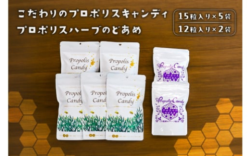 こだわりのプロポリスキャンディ5袋とプロポリスハーブのどあめ2袋 【 栃木県 那須塩原市 】 ns053-002 2325291 - 栃木県那須塩原市