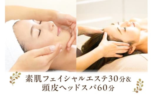 素肌フェイシャルエステ30分&頭皮ヘッドスパ60分 ns047-009 【チケット エステ 美容 リンパエステ 天然成分ジェル 利用券】 2325387 - 栃木県那須塩原市
