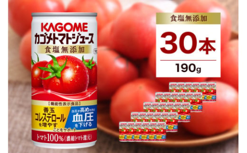 カゴメトマトジュース 食塩無添加 190g 30本 ns111-003-30 【 KAGOME 那須塩原市 ギフト トマト 野菜 ジュース 飲料 ドリンク 健康 GABA 血圧 コレステロール】 2325407 - 栃木県那須塩原市