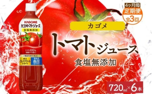 【定期便】4ヵ月毎全3回カゴメトマトジュース食塩無添加 720mlPET ns038-049 【ペットボトル 機能性表示食品トマト 食塩不使用 無塩 野菜ジュース 飲料 ドリンク 健康 野菜 リコピン GABA 血圧 コレステロール KAGOME】 2325461 - 栃木県那須塩原市