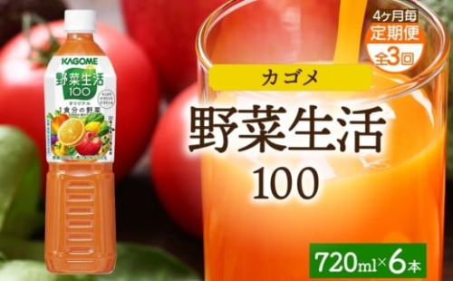 【定期便】4ヵ月毎全3回野菜生活100 オリジナル 720mlPET ns038-062 【ペットボトル 野菜 果実 オリジナル ミックスジュース β-カロテン フルーティー KAGOME】 2325473 - 栃木県那須塩原市