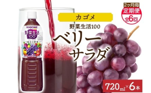 【定期便】2ヵ月毎全6回野菜生活100 ベリーサラダ 720mlPET ns038-076 【ペットボトル 野菜 果実 ベリー ミックスジュース β-カロテン フルーティー 紫野菜 KAGOME】 2325493 - 栃木県那須塩原市