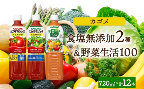 食塩無添加トマトジュース・野菜ジュース・野菜生活100オリジナル各4本 計12本 ns038-088-12 【ペットボトル 野菜 トマト 食塩無添加 セット 詰合せ 機能性表示食品 果実 ミックスジュース リコピン GABA KAGOME】 2325501 - 栃木県那須塩原市