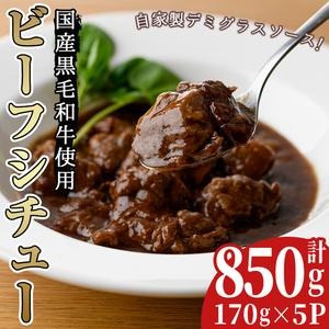 No.131 国産黒毛和牛ビーフシチューセット(計約850g・約170g×5パック)シチュー スープ 国産 国産牛 黒毛和牛 デミグラス 冷凍 【arumei】 2325692 - 鹿児島県日置市