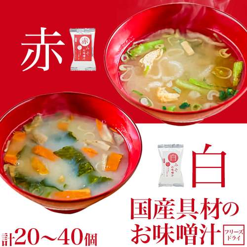 フリーズドライ 味噌汁 国産具材の赤白お味噌汁 選べる 20食or 24食 or 30食 or 40食 株式会社味季屋《30日以内に出荷予定(土日祝除く)》 和歌山県 日高川町 みそ 赤味噌 白みそ インスタント あごだし かつおだし 2325868 - 和歌山県日高川町