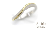 結婚指輪 プラチナ PT900 K18YG イエローゴールド コンビ ウェーブ リング レディース 18金 18k S字 つや消し ホーニング 【268-ptyg】 ALPAZ156