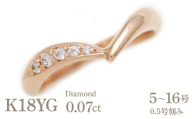 結婚指輪 K18PG ピンクゴールド ダイヤモンド 0.07ct V字 レディースリング ハート ジュエリー マリッジリング 【293-k18pg】 ALPAZ158