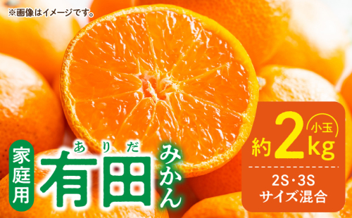 DZ6220_【2025年先行予約】家庭用 有田みかん 和歌山 小玉(2S,3Sサイズ混合) 約2kg 2326848 - 和歌山県湯浅町