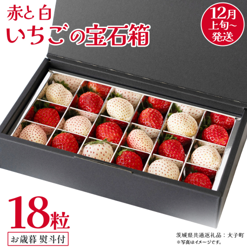 【 お歳暮 熨斗付き 】 赤いちご と 白いちご の宝石箱18粒 (茨城県共通返礼品：大子町) いちご 苺 果物 フルーツ 果実 贈答用 ギフト 贈り物 2327250 - 茨城県牛久市