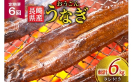 うなぎ 国産 蒲焼 長崎県産 おうごんうなぎ 松 セット 約1kg 6尾~8尾 6回 定期便 総計 約6kg [松永水産 長崎県 平戸市 hr42bgy400020] 鰻 うな重 うな丼 ひつまぶし 蒲焼き かばやき タレ付き 養殖 国内産 冷凍 unagi