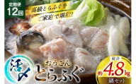 ふぐ 鍋 セット 活〆 おうごんとらふぐ 鍋セット 約400g 12回 定期便 総計 約4.8kg [松永水産 長崎県 平戸市 hr42bgy400160] とらふぐ フグ 河豚 てっちり ふぐちり ふぐ料理 魚介 さかな 切り身 冷凍 海鮮 ふぐ鍋 唐揚げ ポン酢