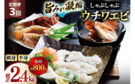 うちわえび エビ 海老 刺身 しゃぶしゃぶ 海鮮 3回 定期便 ウチワエビ刺身 約400g・ウチワエビ半身 約400g セット 総計2.4kg [ひばり 長崎県 平戸市 hr42bgy420364] 鍋 魚介 海産物 刺し身 冷凍 新鮮 国産 お取り寄せ