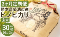 [真空パッケージ][定期便3ヶ月]令和7年産 七城物語 高野さんちの 自然栽培米 (玄米) 10kg (2.5kg×4パック) 合計30kg お米 米 玄米 ヒノヒカリ