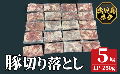 K-618-D 鹿児島県産豚切り落とし 真空パック250g×20P(計5kg)【ハピネス】霧島市 肉 豚肉 豚 精肉 鹿児島県産 切り落とし セット 小分け 冷凍 2331188 - 鹿児島県霧島市