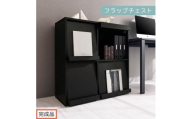【完成品でお届け】フラップチェスト（ブラック）ディスプレイラック 大容量 推し活 収納 フラップチェスト 扉付き 本棚 フラップ扉 隠す収納 飾る 推し活棚 マガジンラック 収納棚 棚 コミック リビング LKANCTHM0820-0-BK
