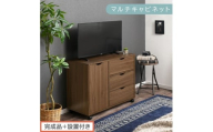 【完成品＋設置付き】キャスター付きマルチキャビネット（ウォールナット）キャビネット おしゃれ 幅80 木製 チェスト キャスター 収納棚 タンス 大容量 扉付き スリムワゴン 押入れ収納 キャスター付き テレビ台 LKONCB642291-0-WAL