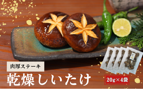 大分県産 しいたけ 津久見で育てた肉厚ステーキ用乾燥しいたけ 20g×4袋　|　津久見市 干し椎茸 菌床しいたけ きのこ 国産 産地直送 2333626 - 大分県津久見市