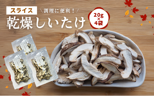 大分県産 しいたけ 津久見で育てたスライス乾燥しいたけ 20g×4袋　|　津久見市 干し椎茸 菌床しいたけ きのこ 国産 産地直送 2333630 - 大分県津久見市