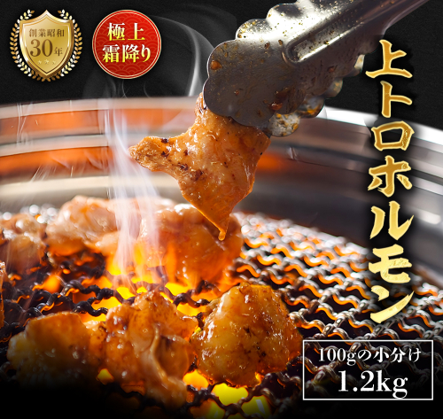 極上 霜降り 上トロ ホルモン 1.2kg 秘伝のタレ付き | 国産 上トロホルモン 霜降り ホルモン 冷凍 真空パック 家庭用 ホルモンうどん　八島丹山 京都 舞鶴 2333895 - 京都府舞鶴市