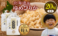 【先行予約】令和7年産 特Aランク米 ゆめぴりか 玄米 20kg（10kg×2袋）【8月発送】雪冷気 籾貯蔵 雪中米 北海道 nr-0608