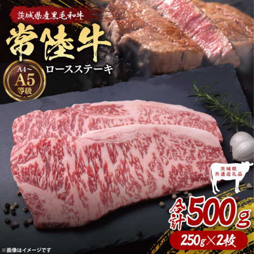 【茨城県共通返礼品】常陸牛ロースステーキ500g（250g×2）｜ブランド牛 銘柄牛 和牛 黒毛和牛 国産 A5・A4ランク 等級 お肉 牛肉 ステーキ ロース 茨城県 大子町（DD001） 2334504 - 茨城県大子町