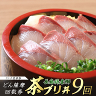 《鹿児島県長島町産》どん薩摩の茶ぶり丼回数券（９回分）茶ぶり 茶鰤 鰤 丼物 海鮮【株式会社 Never Land】never-1549