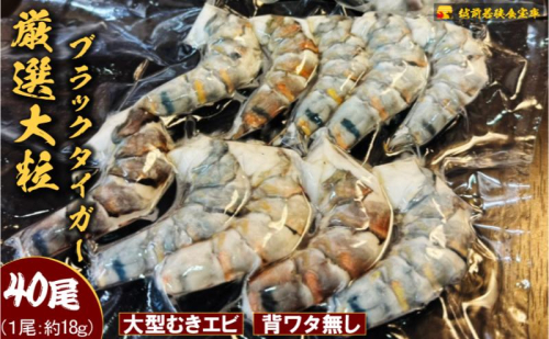 越前若狭食宝庫の厳選むきえび【ブラックタイガー冷凍】(10尾×4P) むき海老 冷凍 ブラックタイガー 背わたなし えび エビ 海老 魚介 大容量 福井 福井県 若狭町 2335231 - 福井県若狭町