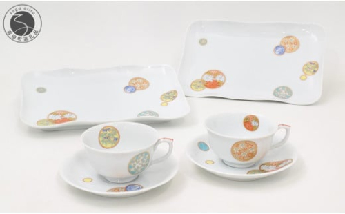 有田焼 寿赤絵 ティーセット【深川製磁】食器 器 うつわ 皿 角皿 デザート皿 プレート メインプレート ティーカップ カップ＆ソーサー 食器セット 縁起物 贈り物 ギフト | 130000円 13万円 | aa050 2335306 - 佐賀県有田町