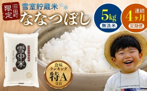 【定期便4ヶ月】ななつぼし 無洗米 5kg（5kg×1袋） 5月発送開始 雪冷気 籾貯蔵 雪中米 北海道 nr-0939 2335519 - 北海道沼田町