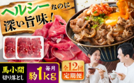 【全12回定期便】馬小間切り落とし 約1kg (約500g × 2パック) / 馬肉 こま切れ きりおとし 切落とし 馬小間 熊本 馬肉 切り落とし ヘルシー【五右衛門フーズ】 [BHCY040]
