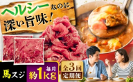 【全3回定期便】馬スジ 約1kg (約500g×2パック) / 馬肉 スジ 馬すじ 煮込み 煮物 カレー お肉 スジ肉 スジ すじ肉 料理用 馬 肉 熊本 すじ【五右衛門フーズ】 [BHCY042]