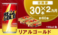【2か月定期便】リアルゴールド 190ml缶×30本(1ケース)【コカコーラ エナジードリンク ローヤルゼリー お手軽 高麗人参エキス ビタミンB2 ビタミンB6 ビタミンC やる気サポート 常備 保存 買い置き 190ml缶】K090497