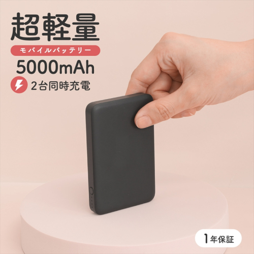 Owltech(オウルテック) 5000mAh 最大12W入出力対応 USB Type-C入出力／USB Type-A出力 モバイルバッテリー OWL-LPB5028-BK ブラック【 神奈川県 海老名市 】 2344621 - 神奈川県海老名市