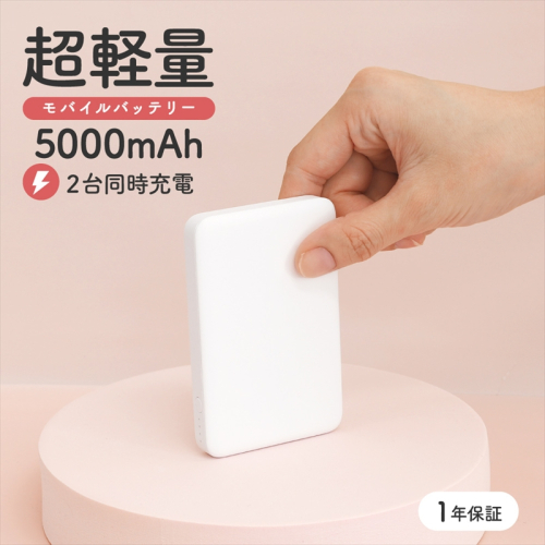 Owltech(オウルテック) 5000mAh 最大12W入出力対応 USB Type-C入出力／USB Type-A出力 モバイルバッテリー OWL-LPB5028-WH ホワイト【 神奈川県 海老名市 】 2344622 - 神奈川県海老名市