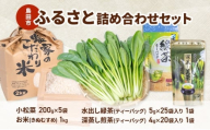 [№5695-2090]小松菜  お茶  お米(きぬむすめ) 詰め合わせ セット1　野菜 やさい こまつな 旬 国産 茶 緑茶 煎茶 水出し 米 こめ コメ 産地直送 詰合せ 静岡県 島田市