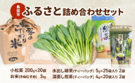 [№5695-2092]小松菜  お茶  お米 詰め合わせ(きぬむすめ)  セット3　野菜 やさい こまつな 旬 国産 茶 緑茶 煎茶 水出し 米 こめ コメ 産地直送 詰合せ 静岡県 島田市