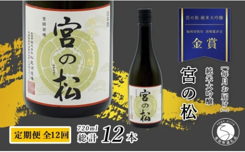《年12回 さがん酒 定期便》大賞受賞 『宮の松 純米大吟醸酒』720ml×1本×12回 定期便 【佐嘉蔵屋】 有田町 地酒 純米大吟醸 宮の松 ほのかな甘み 720ml 12回 dj016 2345009 - 佐賀県有田町