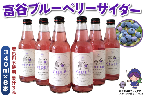 富谷ブルーベリーサイダー 340ml×6本｜サイダー 炭酸飲料 炭酸 ブルーベリー 飲料水 清涼飲料水 ソフトドリンク ジュース 炭酸飲料 すっきり 爽快 贈答 ギフト [0337] 2345069 - 宮城県富谷市