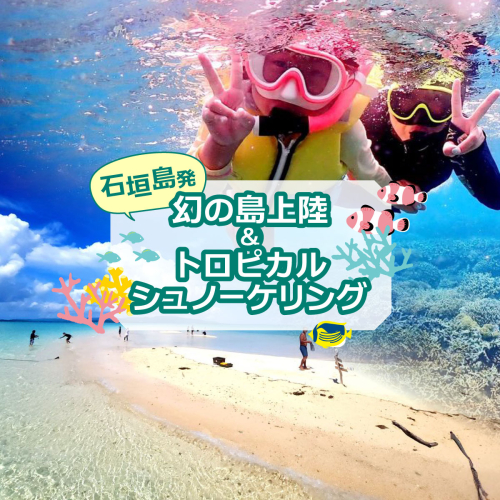幻の島上陸＆トロピカルシュノーケリング 半日で石垣島の絶景を満喫★初心者歓迎！＜半日／市街地送迎／石垣島発＞【 旅行 体験チケット観光 大自然 体験ツアー 観光 沖縄 アクティビティ シュノーケリング】 2347878 - 沖縄県竹富町