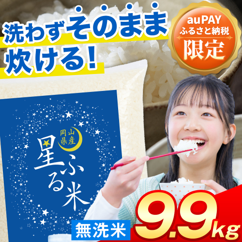 【au PAY ふるさと納税限定】応援米 星ふる米 無洗米 9.9kg (9.9kg×1袋) 岡山県産《1月中旬-2月末頃出荷》生活応援 ふるさと 岡山 岡山県 浅口市 米 ブレンド米 無洗米 おにぎり米 コメ お米 2348324 - 岡山県浅口市
