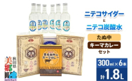 ニテコサイダー3本・ニテコ炭酸水3本とたぬ中・キーマカレーのセット 炭酸飲料 カレー キーマカレー レトルト 中華麺