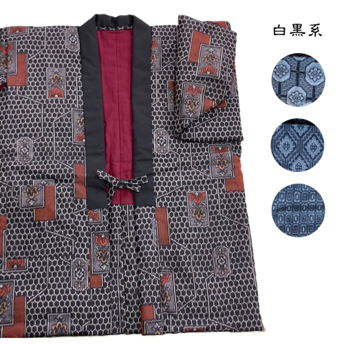 手作り雪国「どんぶく」白黒系 絹の綿入 半天 柄お任せ はんてん もめん綿 真綿 手縫い 部屋着 ルームウエア 防寒 あったか【喜久屋】[F16102] 2351389 - 秋田県湯沢市