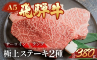 [年内順次発送]A5飛騨牛サーロイン・ランプステーキ 約380g(約190g×各1枚) サーロイン らんぷ[冷凍]年内配送 年内発送 年内に届く 年内お届け 冷凍配送 飛騨牛 下呂温泉 おすすめ 牛肉 肉 和牛 赤身 霜降り人気 ブランド牛 肉ギフト 国産 贈答品 焼き肉用 ギフト 和牛 27000円
