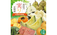 【5回定期便】 酒田の実り定期便 2026 6月中旬～7月上旬 小玉すいか 6月下旬～7月下旬 アンデスメロン 8月下旬～10月中旬 刈屋梨 10月中旬～11月中旬 庄内柿 11月上旬～12月中旬 ラ・フランス ※着日指定不可 定期便 果物 くだもの フルーツ 元青果 SF0302