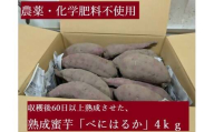 農薬・化学肥料不使用 温室効果ガス削減に貢献しながら、のどかな畑で大切に育てた 熟成 蜜芋 サツマイモ(紅はるか)4kg S〜LLサイズ混合 TFN-01