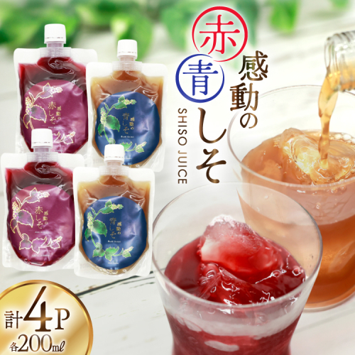 AJ306 感動の赤しそジュース パウチ 200ml 2P 感動の青しそジュース パウチ 200ml 2P [ しそジュース 紫蘇ジュース 赤しそ 青しそ 長崎県 島原市 ] 2359077 - 長崎県島原市