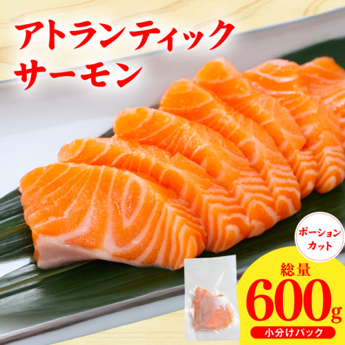 【スピード発送】アトランティックサーモン 600g【小分け ポーション 柵切り 刺身 魚介 海鮮 さーもん 生食 訳あり サイズ不揃い】 G3544 2359082 - 大阪府泉佐野市