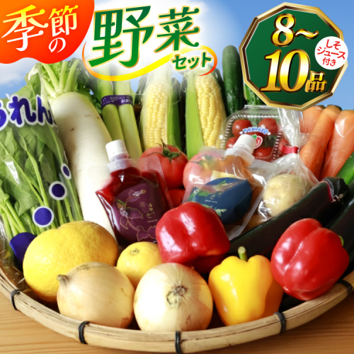 AJ314 季節の野菜・果物セット 8～10品 しそジュース付き [ 野菜 詰合せ 長崎県 島原市 ] 2359086 - 長崎県島原市