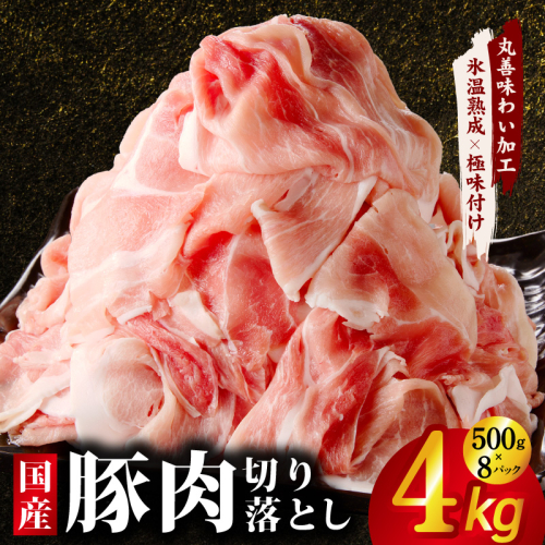 国産 豚肉 切り落とし 4kg【氷温熟成×極味付け 500g×8P ぶたにく 普段使い 野菜炒め 訳あり サイズ不揃い】 mrz0333 2361034 - 大阪府泉佐野市